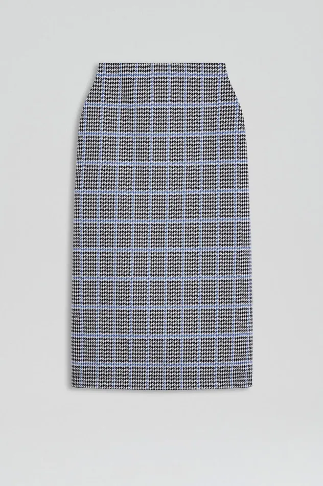 Skirts Women Scanlan Theodore PLAID SCUBA SKIRT Cobalt Skirts Women Scanlan Theodore PLAID SCUBA SKIRT Cobalt