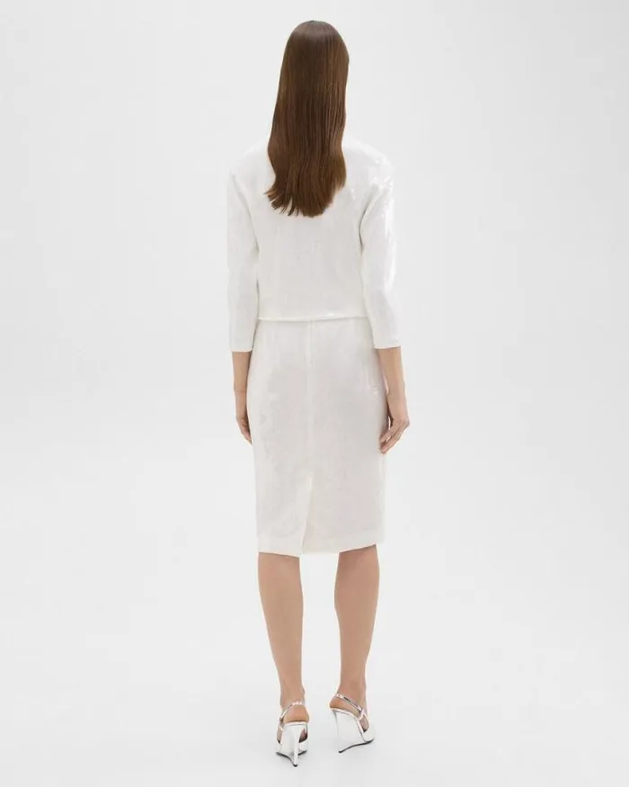 Skirts Women Theory Slim Pencil Skirt In Recycled Sequins White