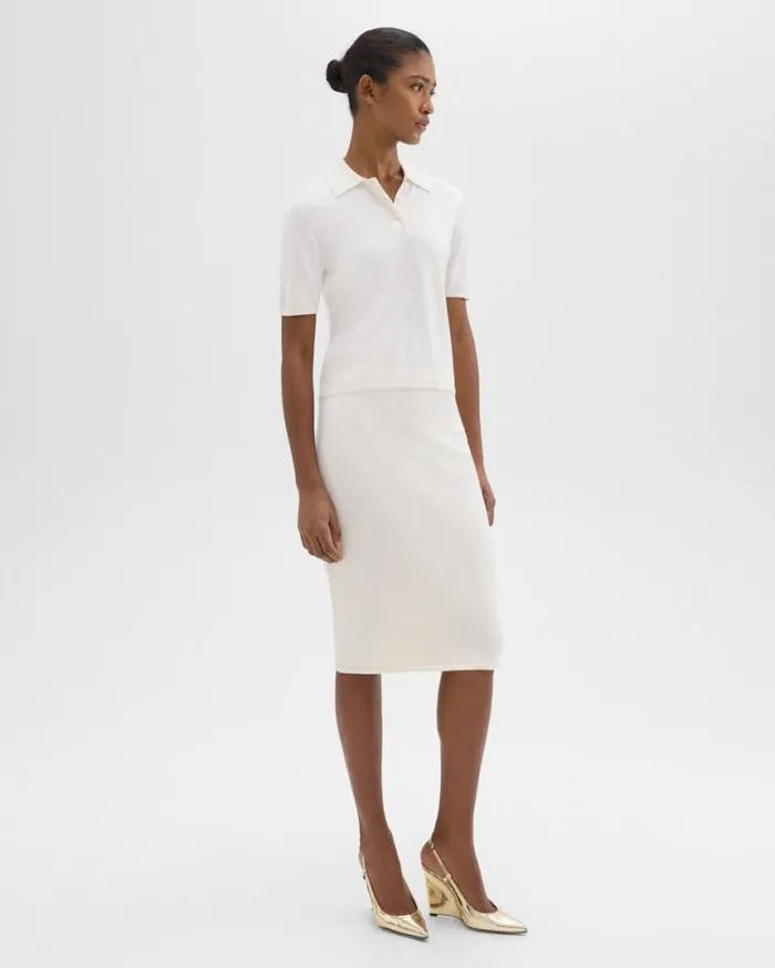 Skirts Women Theory Slim Pencil Skirt In Regal Wool New Ivory
