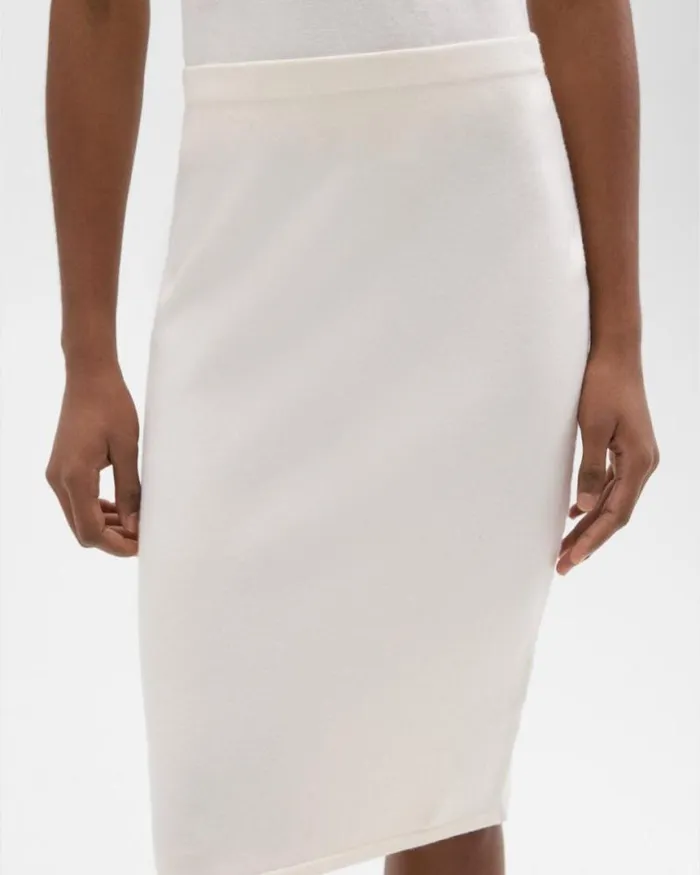 Skirts Women Theory Slim Pencil Skirt In Regal Wool New Ivory