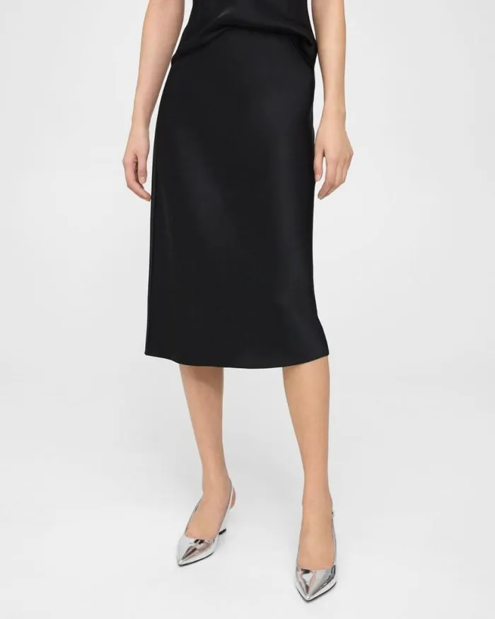 Skirts Women Theory Slip Skirt In Satin Black Skirts Women Theory Slip Skirt In Satin Black