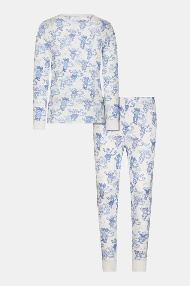 Sleepwear WomenKids LoveShackFancy Roller Rabbit Pastiche De Monkey Pajama Blue