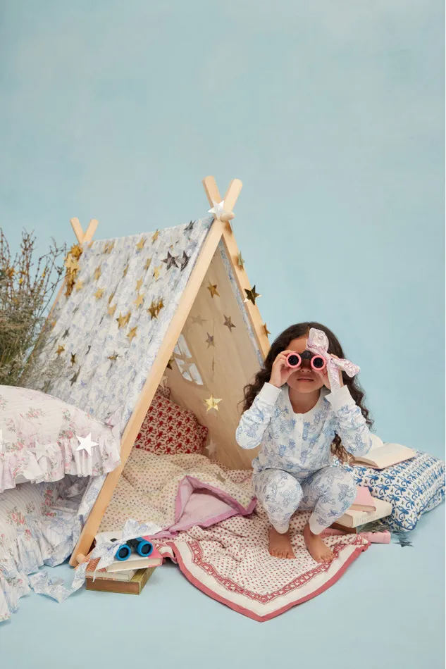 Sleepwear WomenKids LoveShackFancy Roller Rabbit Pastiche De Monkey Pajama Blue