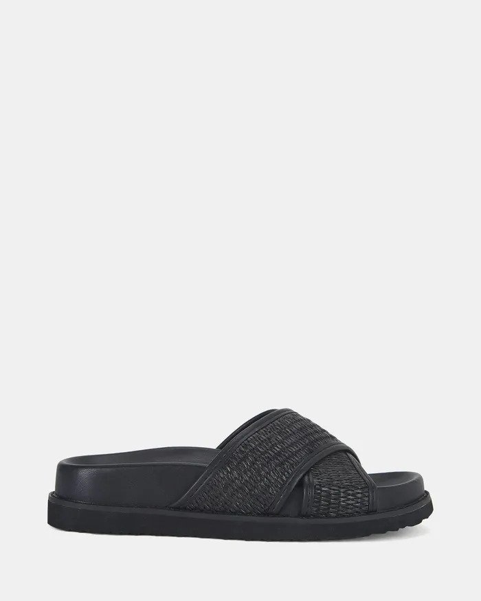 Slides NOVO Shoes Women SAOIRSE BLACK RAFFIA