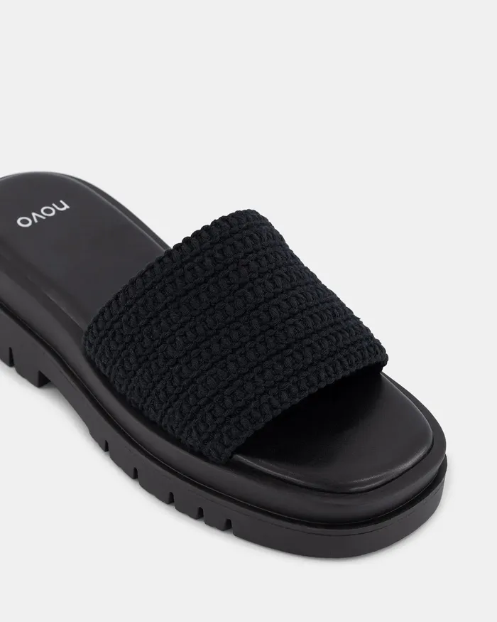 Slides NOVO Shoes Women SCULLY BLACK Flatform