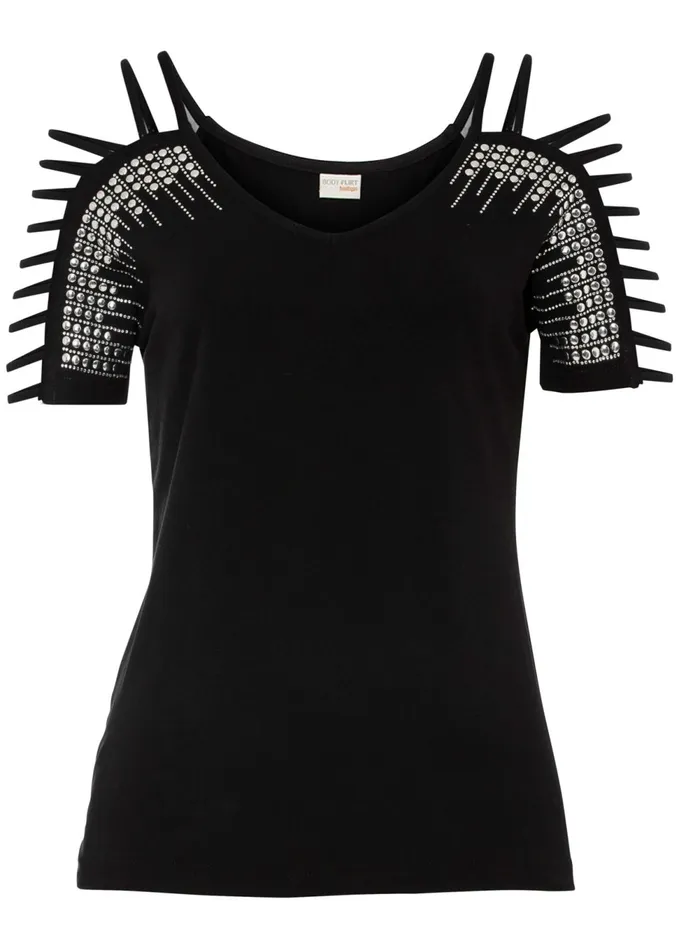 SLIT DETAIL TOP Black Women VENUS Short Sleeve Tops SLIT DETAIL TOP Black Women VENUS Short Sleeve Tops