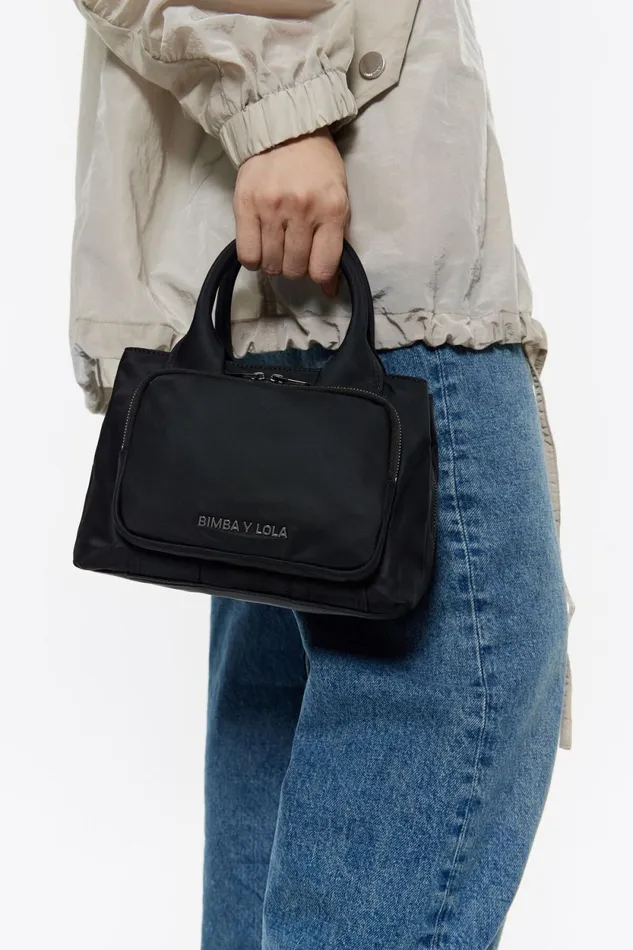 Small Black Nylon Pocket Handbag Black Women Bimba Y Lola Handbags
