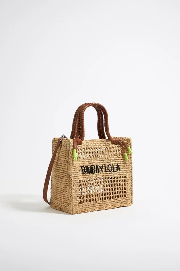 Small Natural Raffia Tote Bag Natural Women Bimba Y Lola Raffia Bags