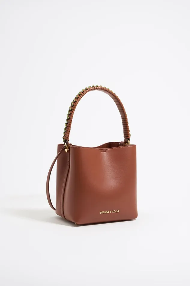Small Walnut Leather Chihuahua Bucket Bag Nut Women Bimba Y Lola Chihuahua Bags