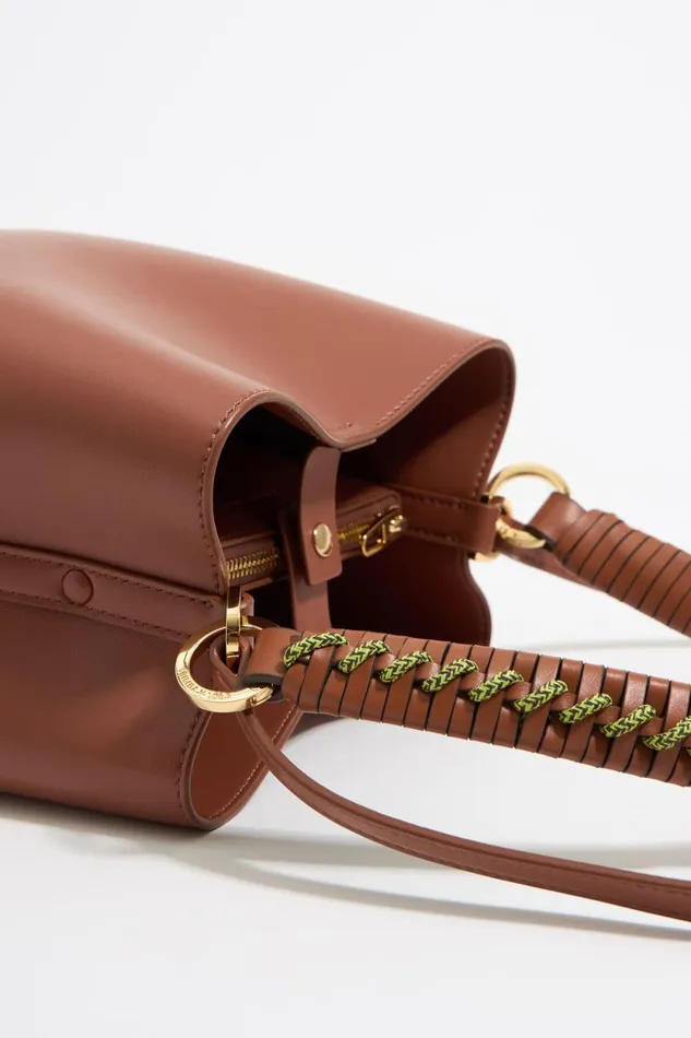 Small Walnut Leather Chihuahua Bucket Bag Nut Women Bimba Y Lola Chihuahua Bags