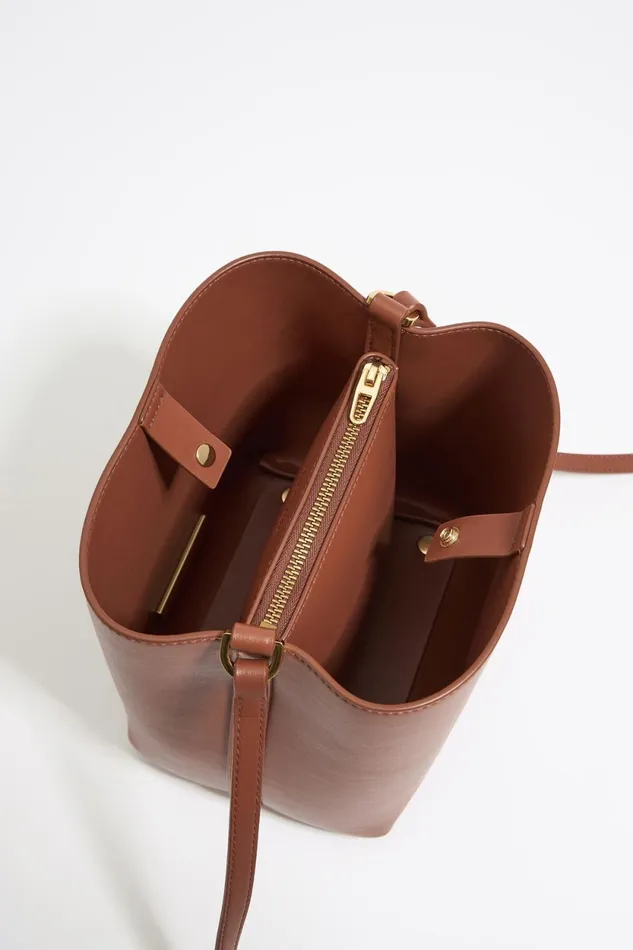 Small Walnut Leather Chihuahua Bucket Bag Nut Women Bimba Y Lola Chihuahua Bags