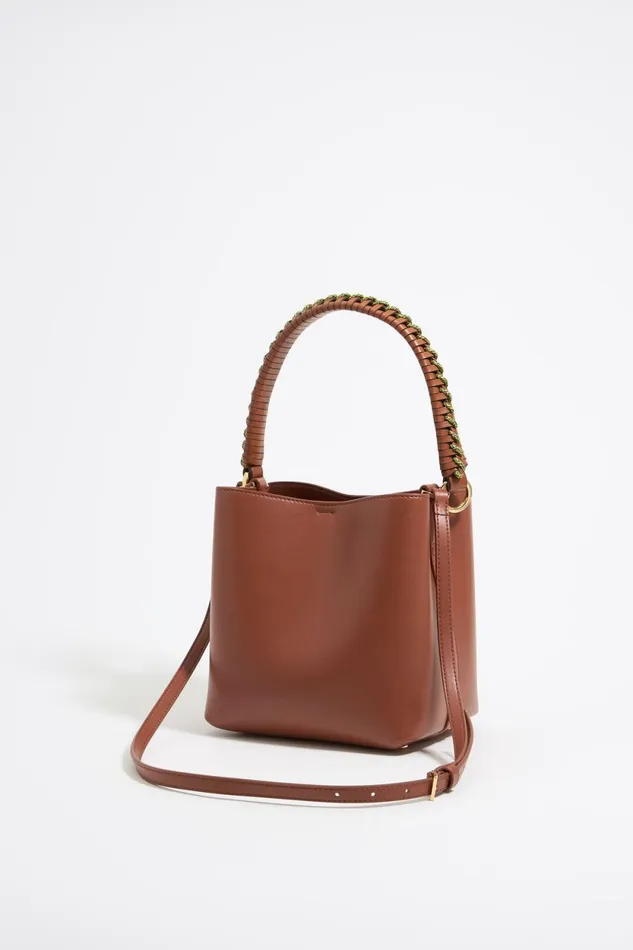 Small Walnut Leather Chihuahua Bucket Bag Nut Women Bimba Y Lola Chihuahua Bags