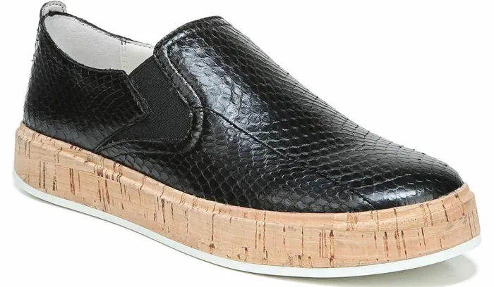 Sneakers Women Franco Sarto Daine 2 Slip On Sneaker Black Snake Leather