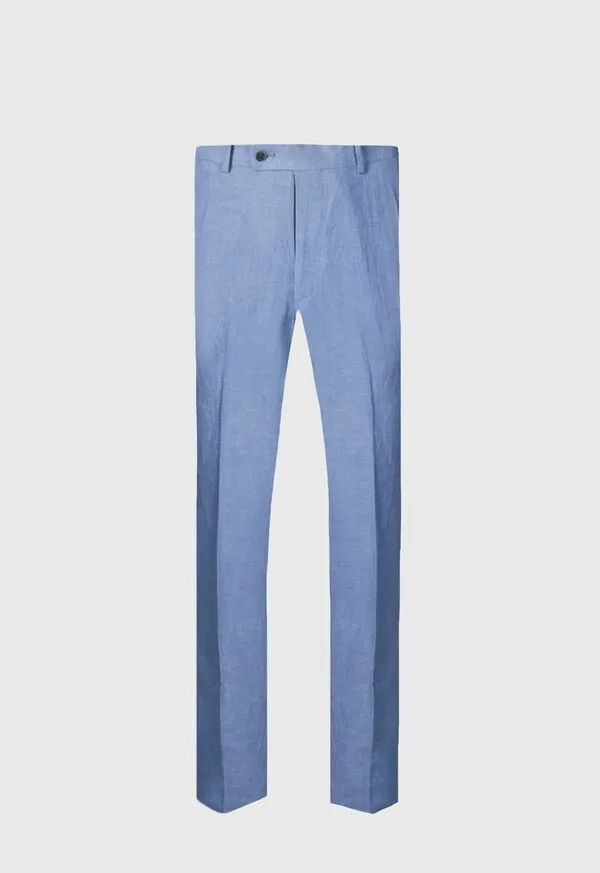 Soft Linen Canvas Dress Trouser Corn Flower Blue Mens Dress Pants Paulstuart