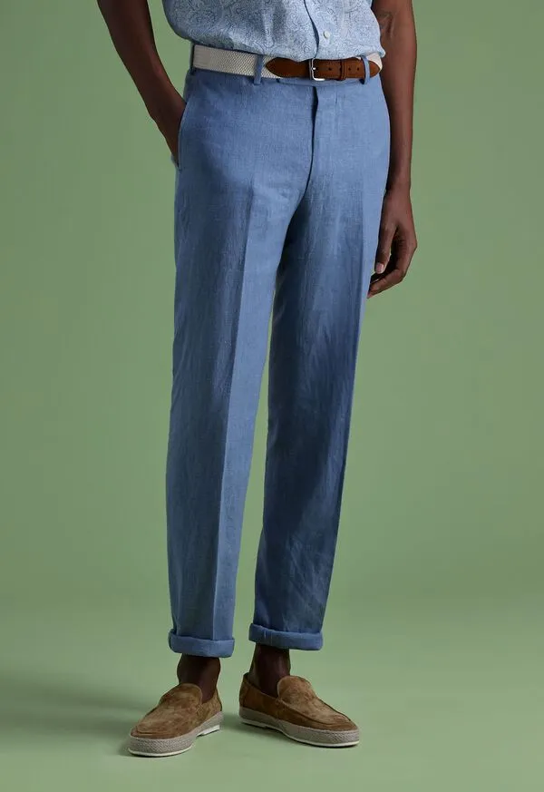 Soft Linen Canvas Dress Trouser Corn Flower Blue Mens Dress Pants Paulstuart Soft Linen Canvas Dress Trouser Corn Flower Blue Mens Dress Pants Paulstuart