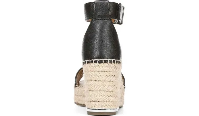 Spadrilles Women Franco Sarto Franco Clemens Espadrille Wedge Sandal Black Leather