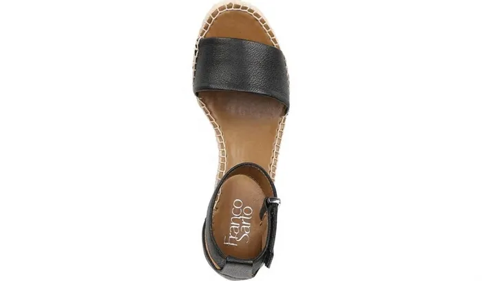Spadrilles Women Franco Sarto Franco Clemens Espadrille Wedge Sandal Black Leather