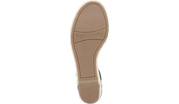 Spadrilles Women Franco Sarto Franco Clemens Espadrille Wedge Sandal Black Leather