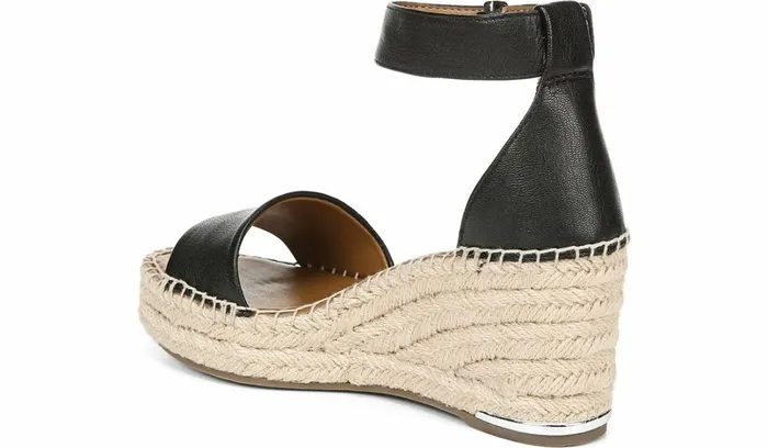 Spadrilles Women Franco Sarto Franco Clemens Espadrille Wedge Sandal Black Leather