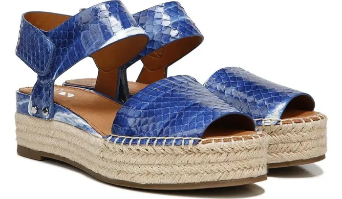 Spadrilles Women Franco Sarto Sarto Oak 3 Espadrille Sandal Blue Snake Leather