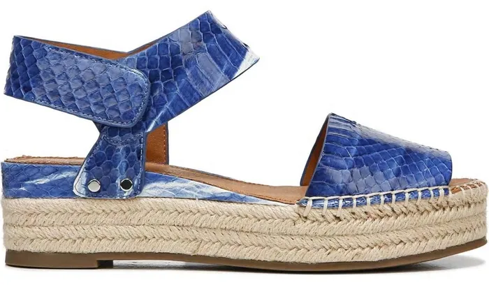 Spadrilles Women Franco Sarto Sarto Oak 3 Espadrille Sandal Blue Snake Leather