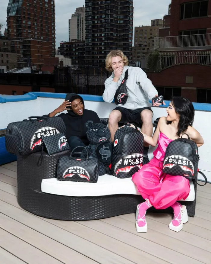 SPRAYGROUND 039WHAT THE BEEP039 SHARK MINI DUFFLE Bags