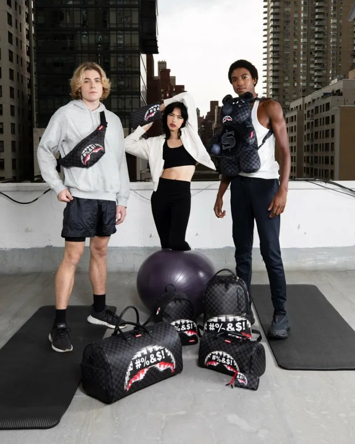 SPRAYGROUND 039WHAT THE BEEP039 SHARK MINI DUFFLE Bags