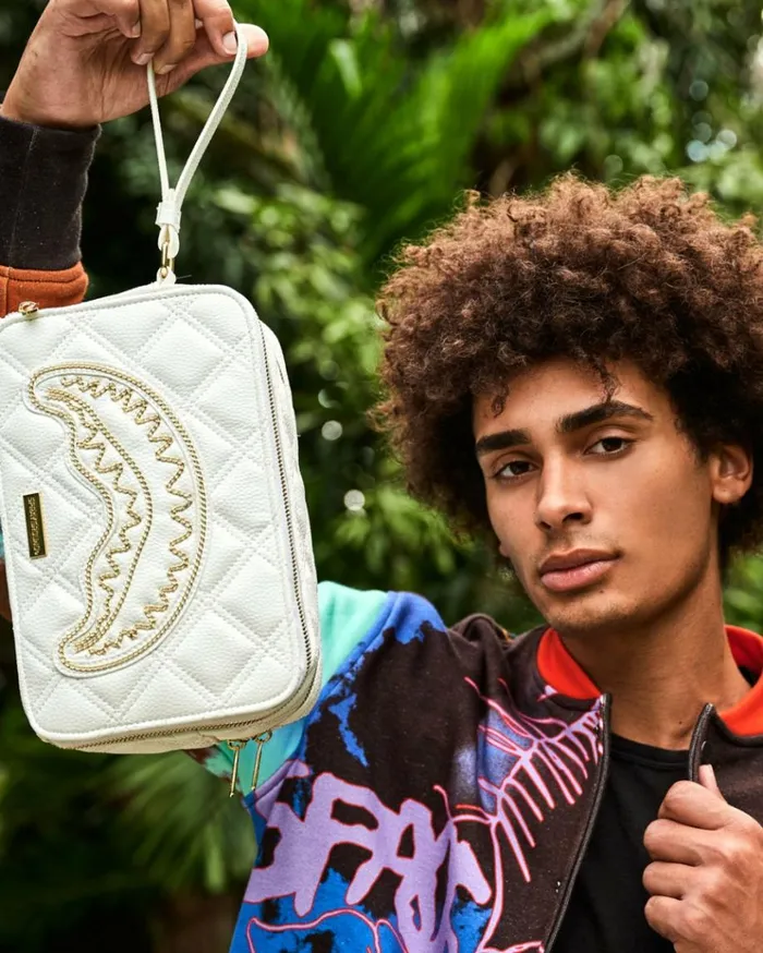 SPRAYGROUND RIVIERA LE BLANC GOLD CHAIN SHARK TOILETRY BAG Bags