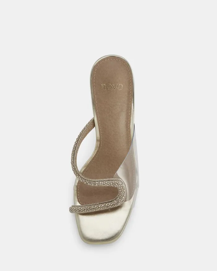 Stilettos NOVO Shoes Women PORSHA GOLD Open Toe Heels