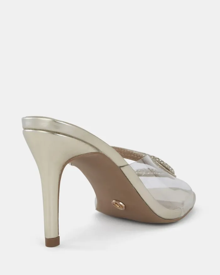 Stilettos NOVO Shoes Women PORSHA GOLD Open Toe Heels