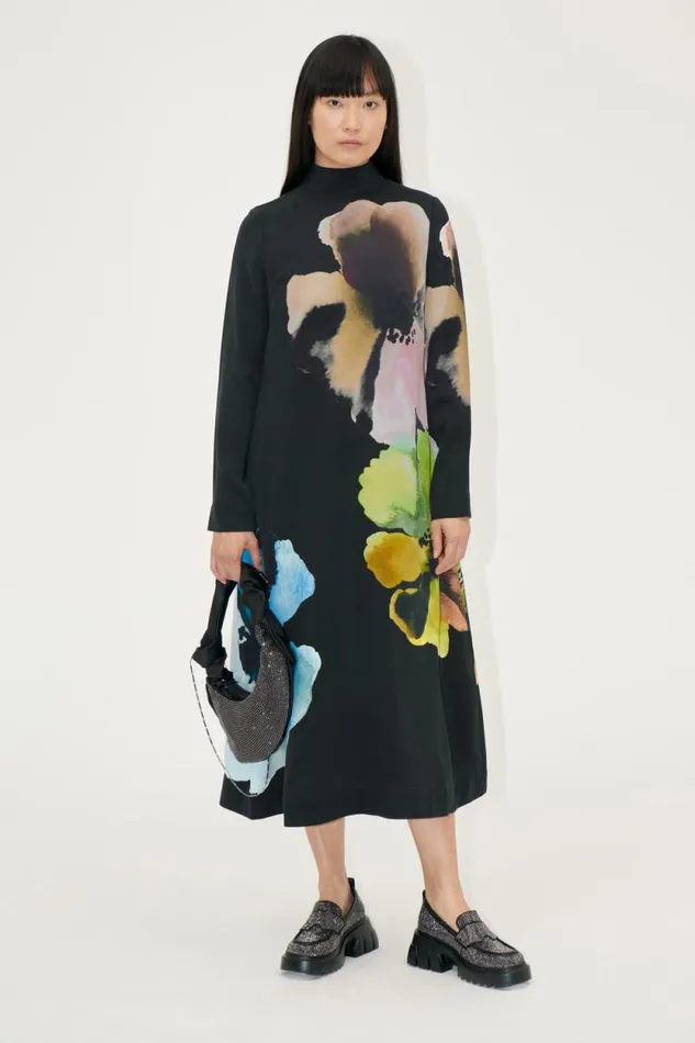 Stine Goya Dresses Long Sleeve Midi Dress 8211 Watercolor Bloom Maxi 8211 Women