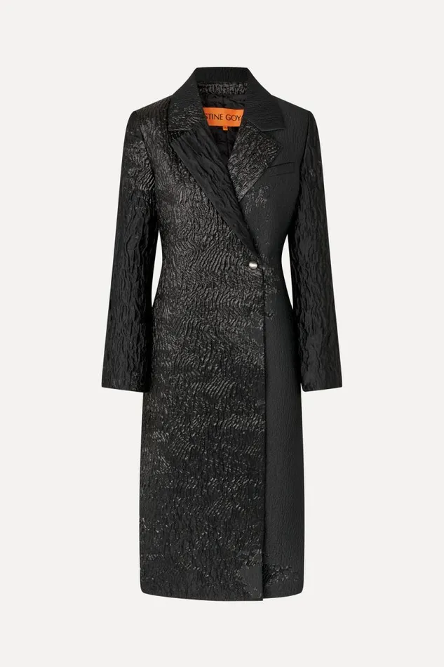 Stine Goya Outerwear Long Sleeve Straight Coat 8211 Black Impressionist Hue 8211 Women