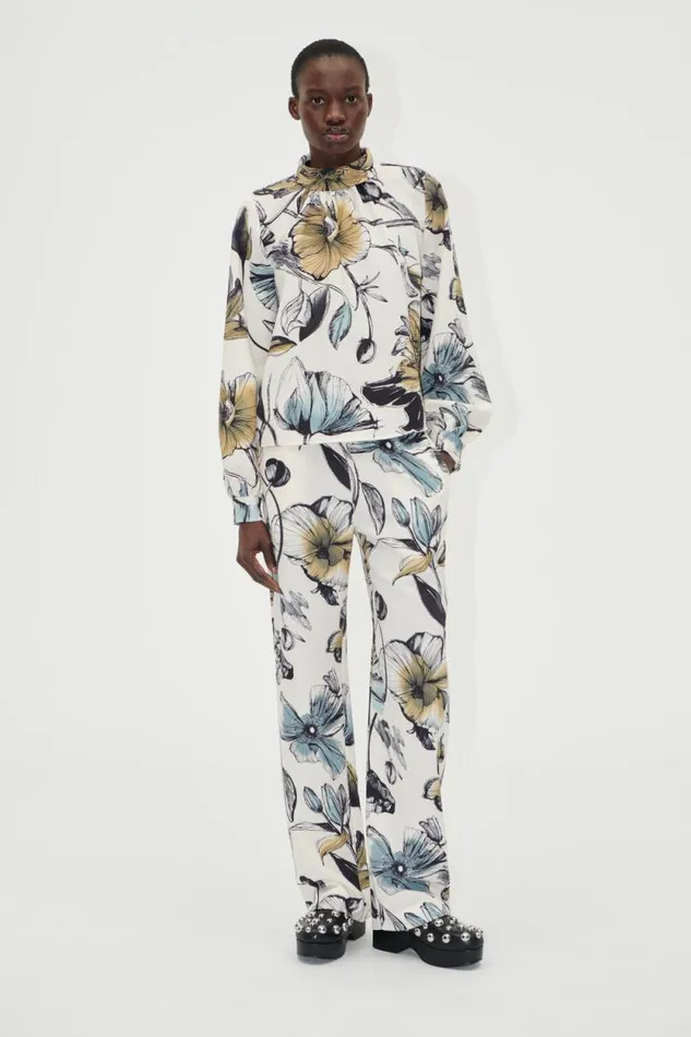Stine Goya Pants Elasticated Long Pants 8211 Fine Line Poppies 8211 Women