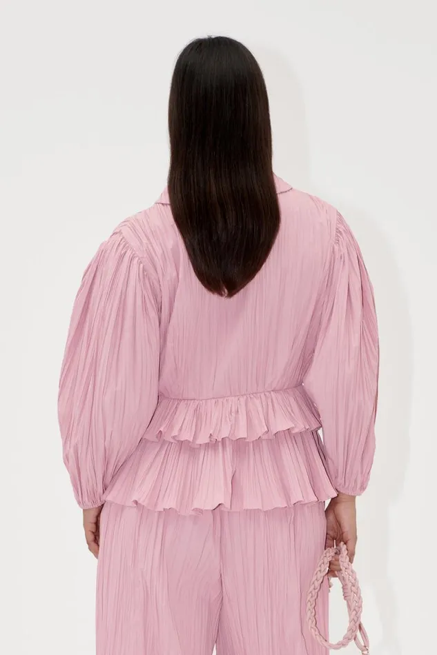 Stine Goya Tops and Shirts Balloon Sleeve Tie Top 8211 Pink Nectar 8211 Women