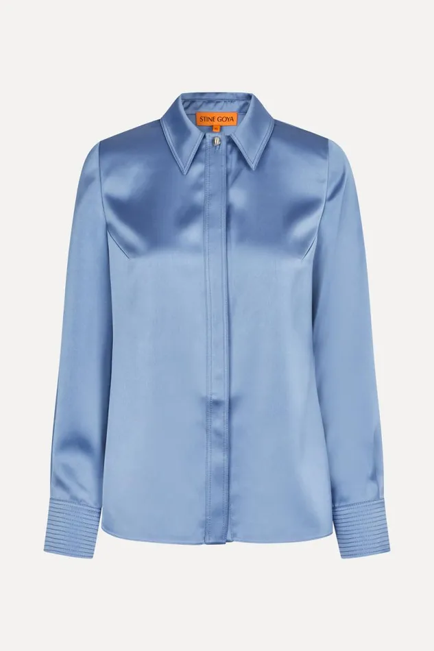 Stine Goya Tops and Shirts Collared Fitted Shirt 8211 Infinity Blue 8211 Women
