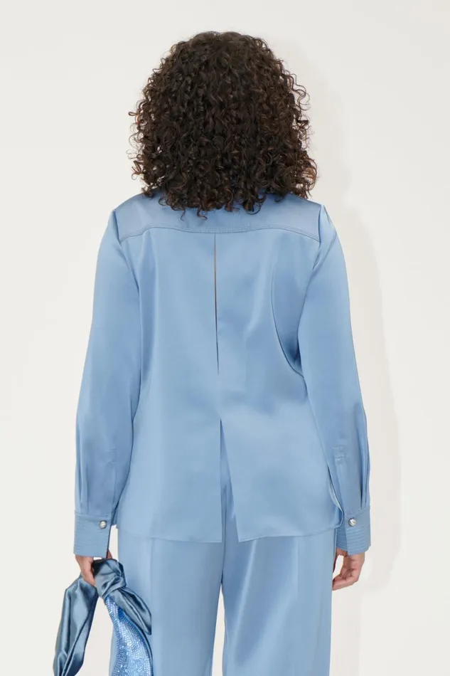 Stine Goya Tops and Shirts Collared Fitted Shirt 8211 Infinity Blue 8211 Women