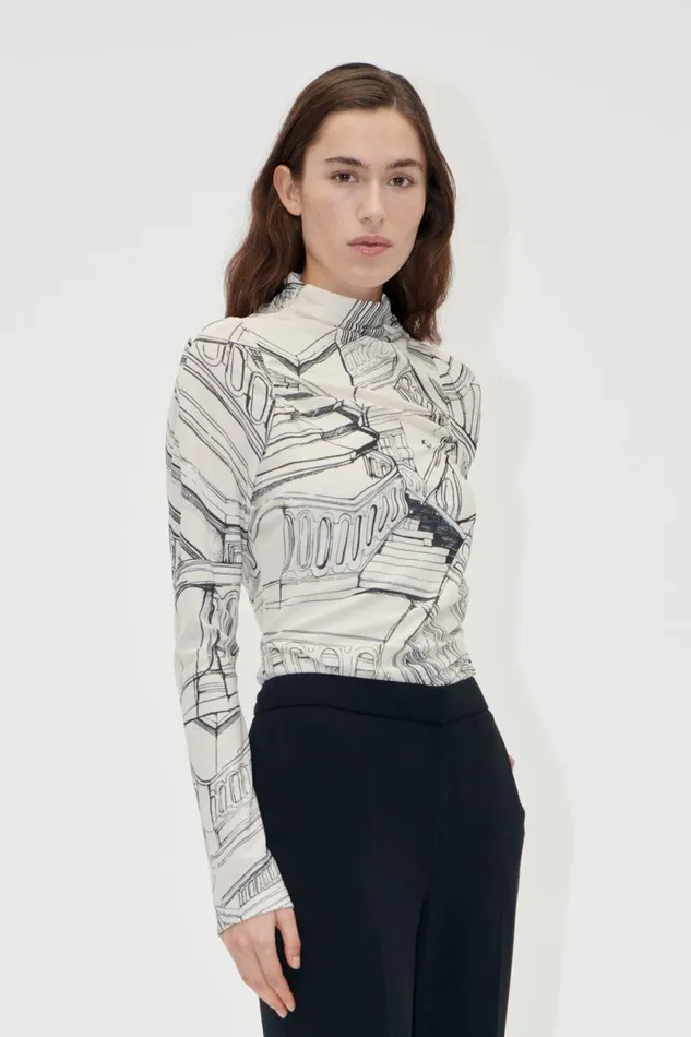 Stine Goya Tops and Shirts Rouched Fitted Top 8211 Fineline Staircase 8211 Women