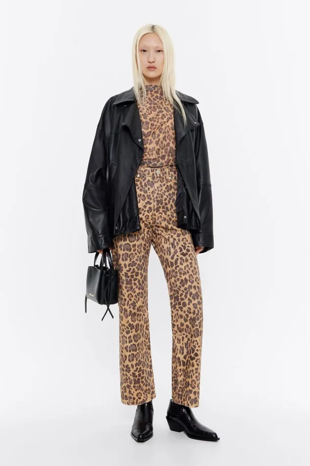 STRAIGHT CROPPED 8211 Beige Leopard Denim Jeans Leopard Natural Women Bimba Y Lola Animal Print