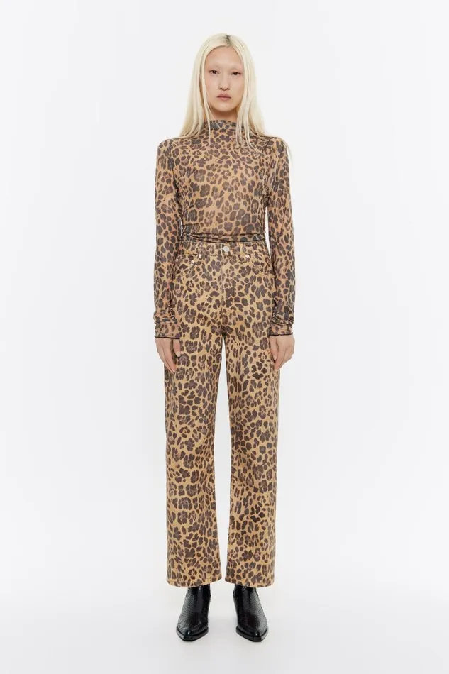 STRAIGHT CROPPED 8211 Beige Leopard Denim Jeans Leopard Natural Women Bimba Y Lola Animal Print STRAIGHT CROPPED 8211 Beige Leopard Denim Jeans Leopard Natural Women Bimba Y Lola Animal Print