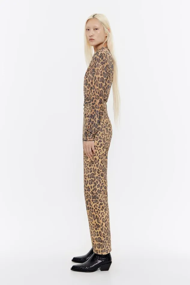 STRAIGHT CROPPED 8211 Beige Leopard Denim Jeans Leopard Natural Women Bimba Y Lola Animal Print STRAIGHT CROPPED 8211 Beige Leopard Denim Jeans Leopard Natural Women Bimba Y Lola Animal Print