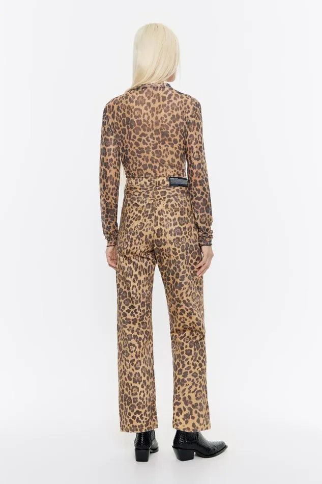 STRAIGHT CROPPED 8211 Beige Leopard Denim Jeans Leopard Natural Women Bimba Y Lola Animal Print STRAIGHT CROPPED 8211 Beige Leopard Denim Jeans Leopard Natural Women Bimba Y Lola Animal Print