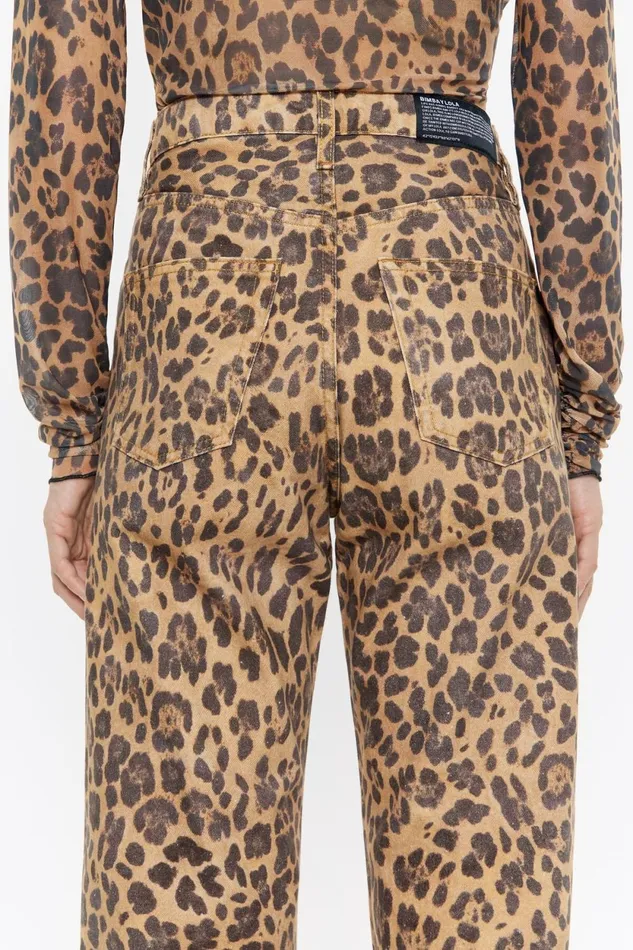 STRAIGHT CROPPED 8211 Beige Leopard Denim Jeans Leopard Natural Women Bimba Y Lola Animal Print STRAIGHT CROPPED 8211 Beige Leopard Denim Jeans Leopard Natural Women Bimba Y Lola Animal Print