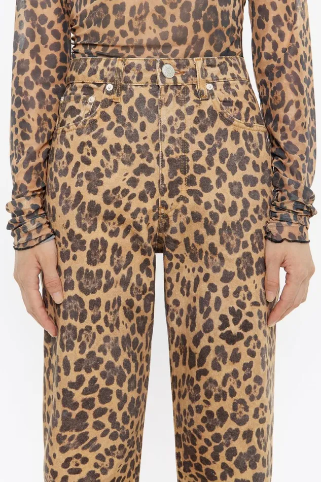 STRAIGHT CROPPED 8211 Beige Leopard Denim Jeans Leopard Natural Women Bimba Y Lola Animal Print STRAIGHT CROPPED 8211 Beige Leopard Denim Jeans Leopard Natural Women Bimba Y Lola Animal Print