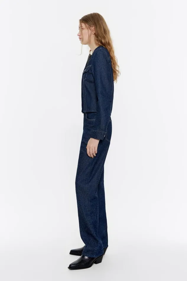 STRAIGHT CROPPED 8211 Dark Blue Perforated Jeans Dark Denim Blue Women Bimba Y Lola Denim STRAIGHT CROPPED 8211 Dark Blue Perforated Jeans Dark Denim Blue Women Bimba Y Lola Denim