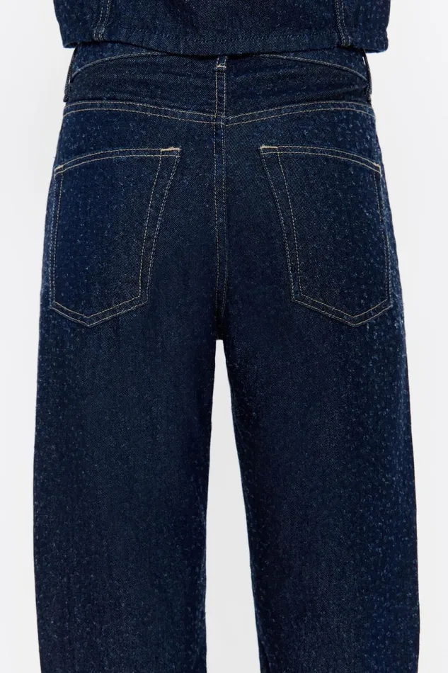 STRAIGHT CROPPED 8211 Dark Blue Perforated Jeans Dark Denim Blue Women Bimba Y Lola Denim STRAIGHT CROPPED 8211 Dark Blue Perforated Jeans Dark Denim Blue Women Bimba Y Lola Denim
