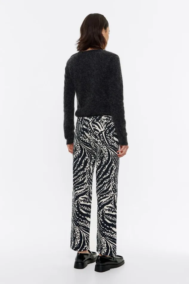STRAIGHT CROPPED 8211 Ivory Zebra High Neck Zebra Ivory Women Bimba Y Lola Trousers