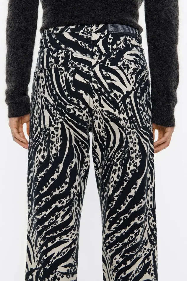 STRAIGHT CROPPED 8211 Ivory Zebra High Neck Zebra Ivory Women Bimba Y Lola Trousers
