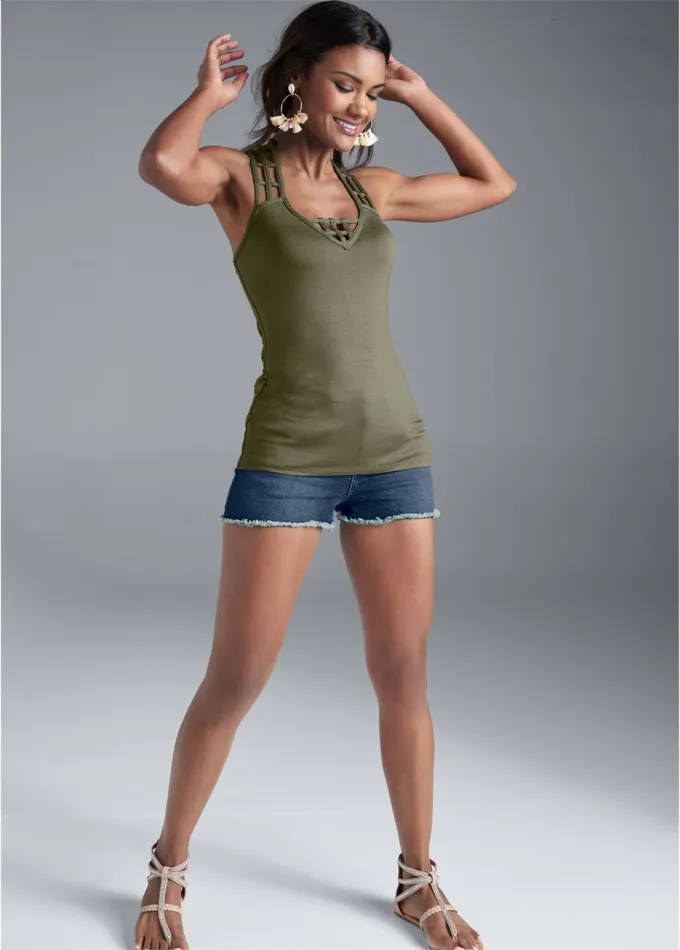 STRAPPY DETAIL TANK Olive Women VENUS Venus Basics Tops