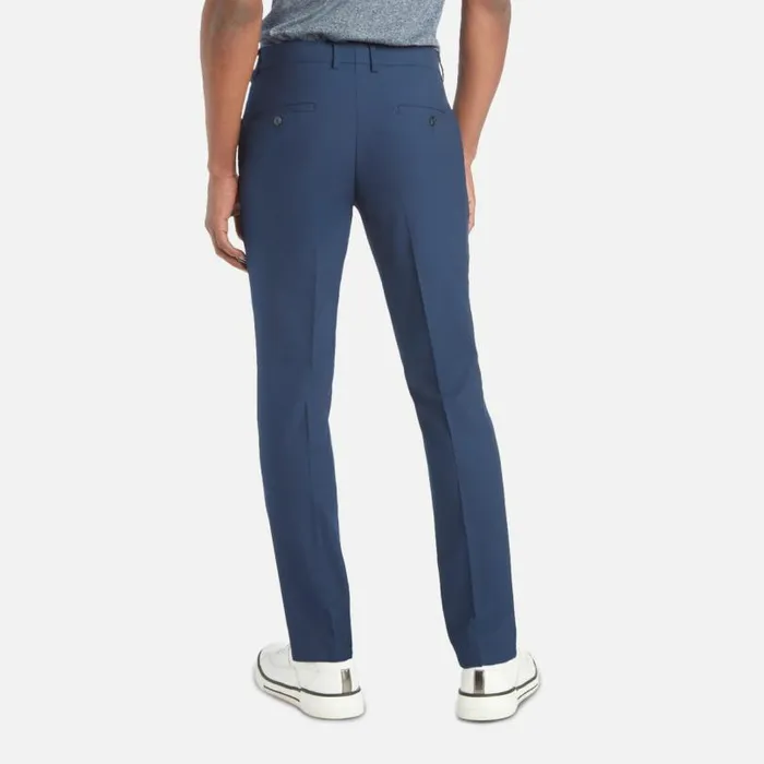 Stretch Solid Skinny Fit Flex Waistband Flat Front Dress Pant Navy Men Kenneth Cole Bottoms