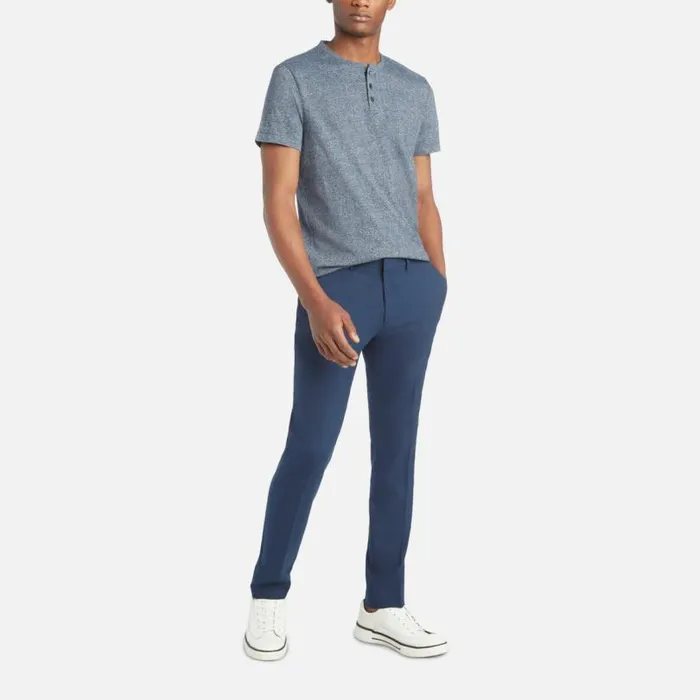 Stretch Solid Skinny Fit Flex Waistband Flat Front Dress Pant Navy Men Kenneth Cole Bottoms